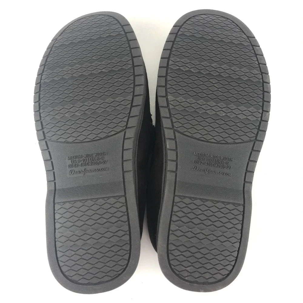 Dearfoams Slippers Men's Size 9-10 W Medium Wide Brown Memory Foam Moccasins EUC
